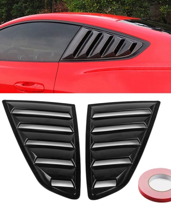 2 PCS Carbon Fiber Painted Panel Side Window Louver Cover Cooling Panel Trim Set for Ford Mustang 2015-2018