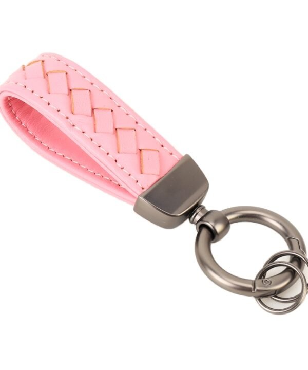 Car Metal + Braided Leather Key Ring Keychain