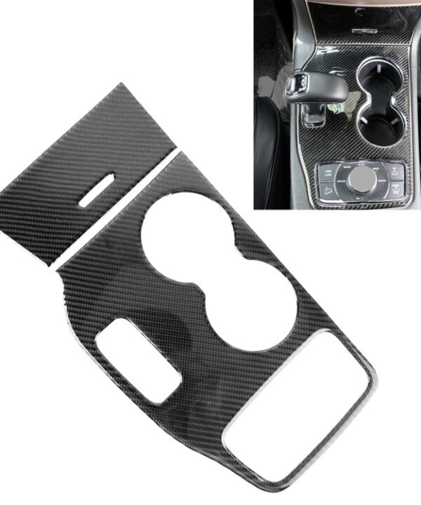 2 PCS Car Water Cup Panel Carbon Fiber Decorative Sticker for Jeep Grand Cherokee 2014-2015