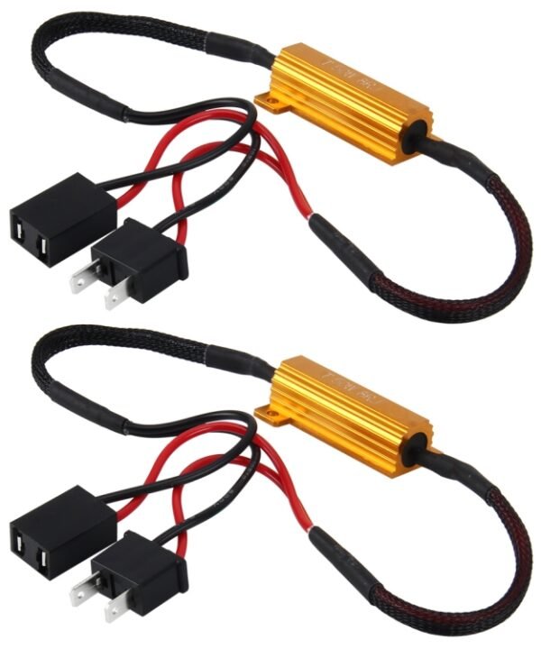 2 PCS H7 Car Canbus Error Canceller Decoder Load Resistor LED 50W 8 Ohm No Blinking Decoder Heat Resistance Aluminum Case Heat Sink High Power Metal Shell Resistance
