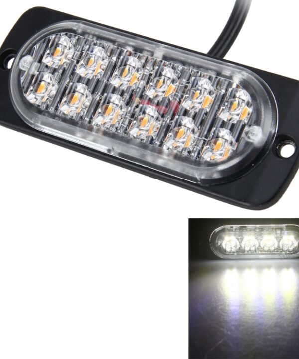 DC 12V-24V 2W 12LEDs SMD-2835 Lamps 17 Flash Patterns 3 Lines Car Flash Lamp Waterproof Car Truck Emergency Strobe Flash Warning Light, Cable Length: 90cm, 12LEDs