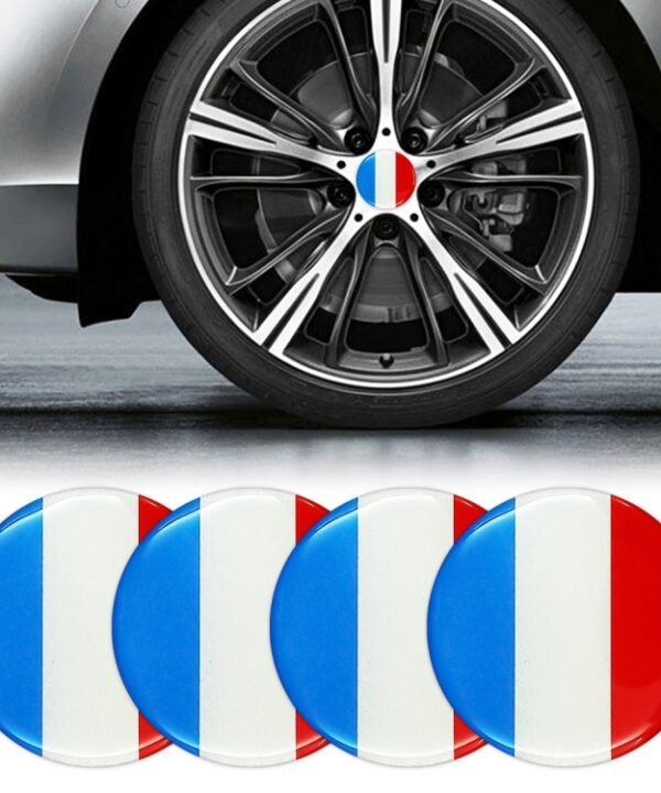 4 PCS Car-Styling France Flag Pattern Metal Wheel Hub Decorative Sticker, Diameter: 5.8cm