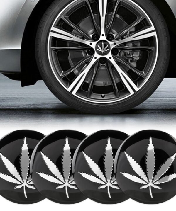 4 PCS Car-Styling Silver Leaves Pattern Metal Wheel Hub Decorative Sticker, Diameter: 5.8cm
