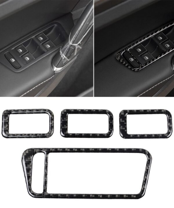 Car Carbon Fiber Window Lift Panel Decorative Sticker for Volkswagen Golf 7 2013-2017, Left Drive