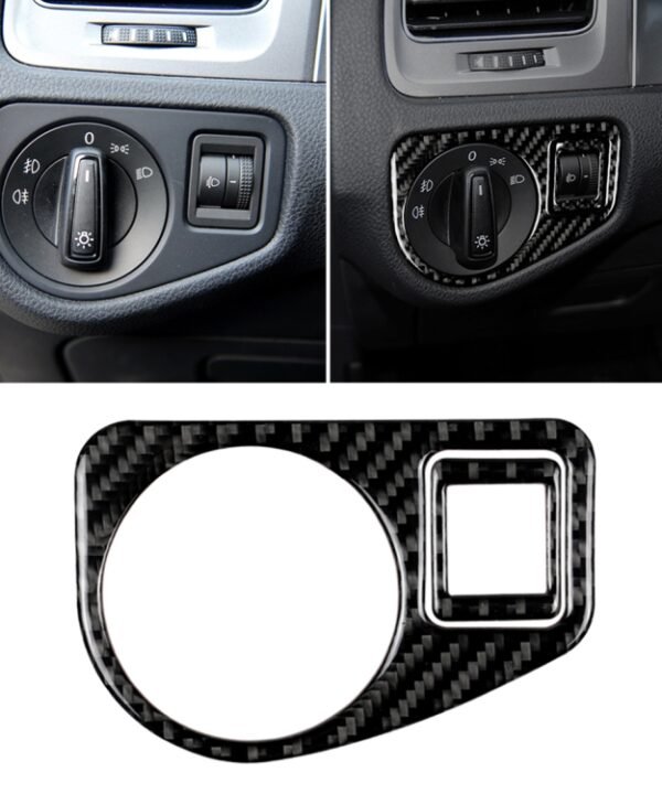 Car Carbon Fiber Headlight Switch Panel Decorative Sticker for Volkswagen Golf 7 2013-2017, Left Drive