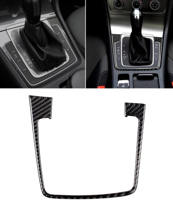 Car Carbon Fiber Gear Position Panel Frame Decorative Sticker for Volkswagen Golf 7 2018-, without Hole and Start and Stop, Left Drive