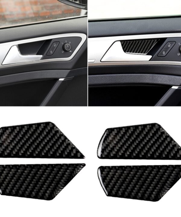 Car Carbon Fiber Door Inner Handle Wrist Panel Decorative Sticker for Volkswagen Golf 7 2013-2017