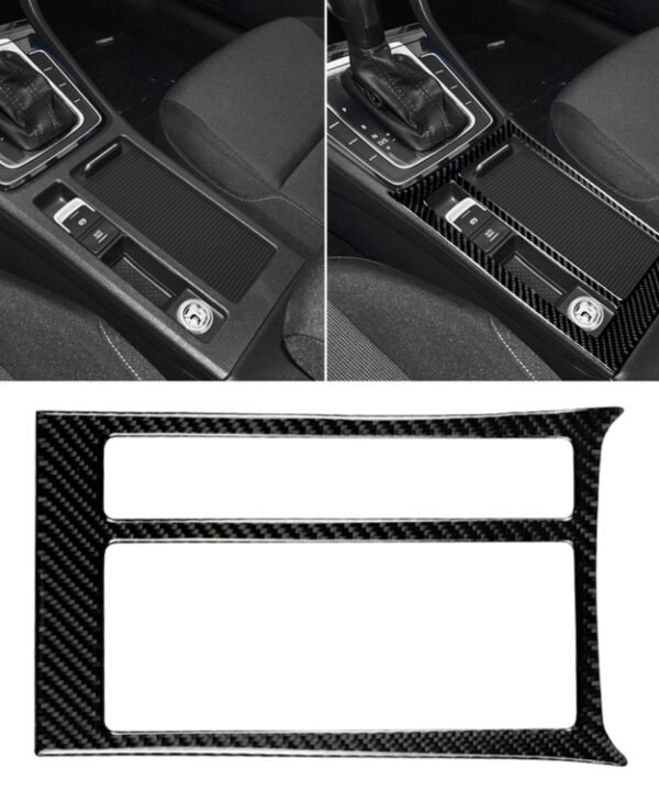Car Carbon Fiber Water Cup Panel Decorative Sticker for Volkswagen Golf 7 2013-2017, Left Drive