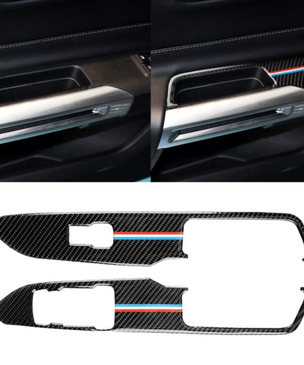 2 PCS Car USA Color Carbon Fiber Window Lift Panel Decorative Sticker for Ford Mustang 2015-2017, Left Drive