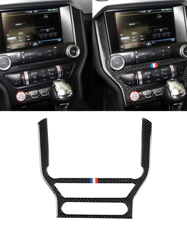 Car USA Color Carbon Fiber CD Panel Decorative Sticker for Ford Mustang 2015-2017