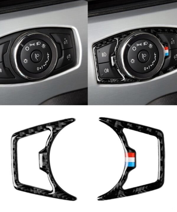2 PCS Car USA Color Carbon Fiber Headlight Frame Decorative Sticker for Ford Mustang 2015-2017