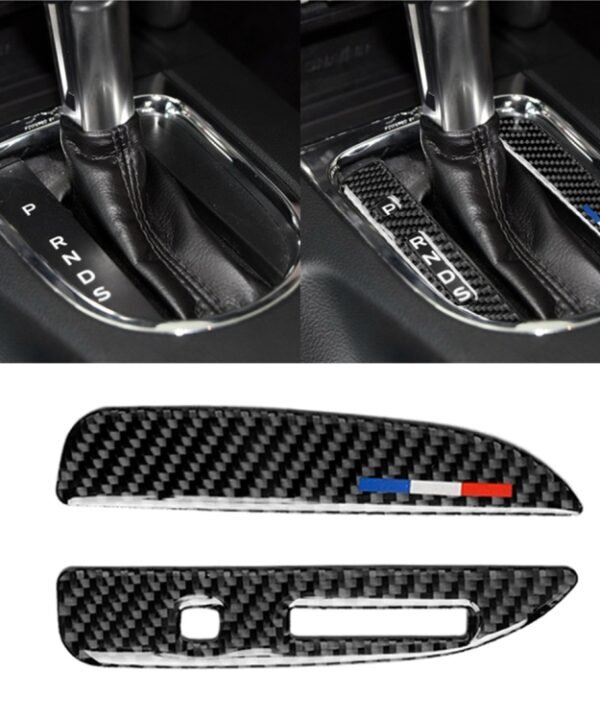 2 PCS Car USA Color Carbon Fiber Gearshift Panel Decorative Sticker for Ford Mustang 2015-2017, Left Drive
