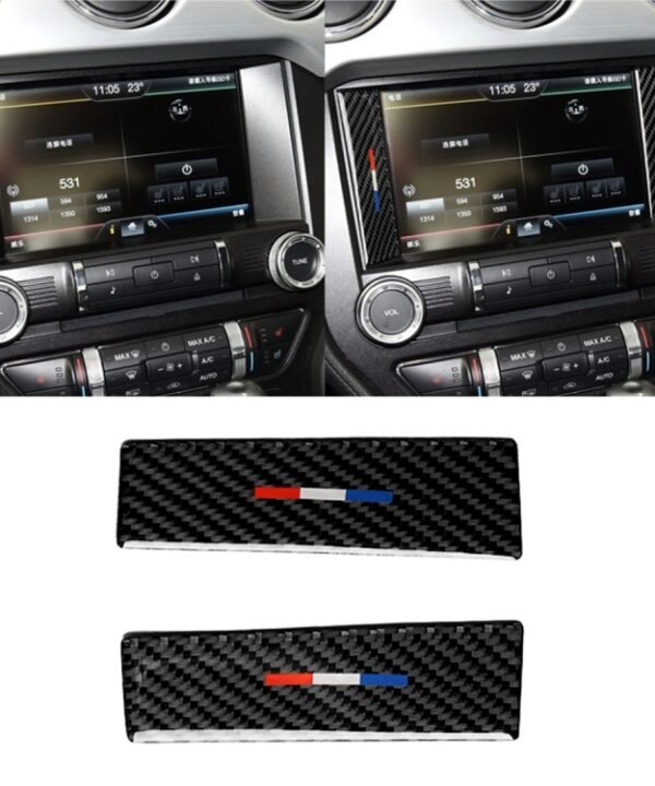 2 PCS Car USA Color Carbon Fiber Central Control Decorative Sticker for Ford Mustang 2015-2017