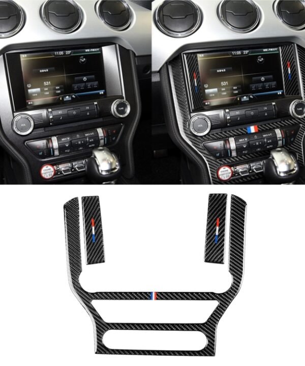 Car USA Color Carbon Fiber Central Control Panel Decorative Sticker for Ford Mustang 2015-2017