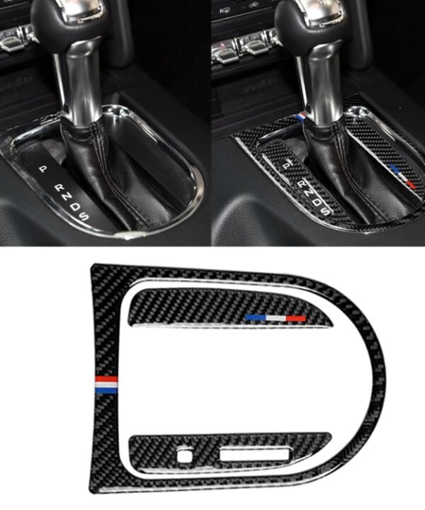 3 PCS Car USA Color Carbon Fiber Gearshift Panel Frame Decorative Sticker for Ford Mustang 2015-2017, Left Drive