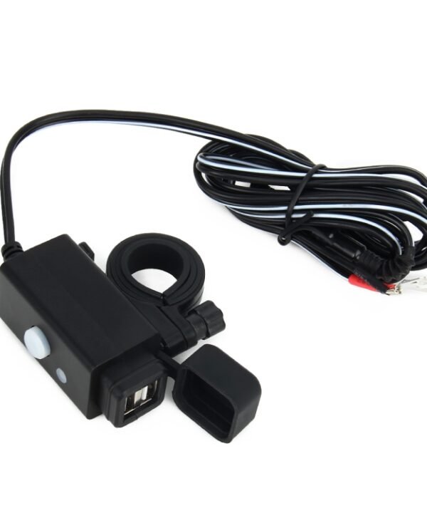 Waterproof Motorcycle USB Phone Charger Adapter with Power Switch 5V Dual Ports Smart Charging Power Socket, for Phone, Tablets, GPS