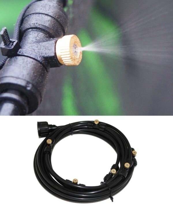 Outdoor Lawn Garden PE Hose Mist Watering Line Misting Cooling System with 16 x Mist Nozzles, Length: 12m, Length: 12m