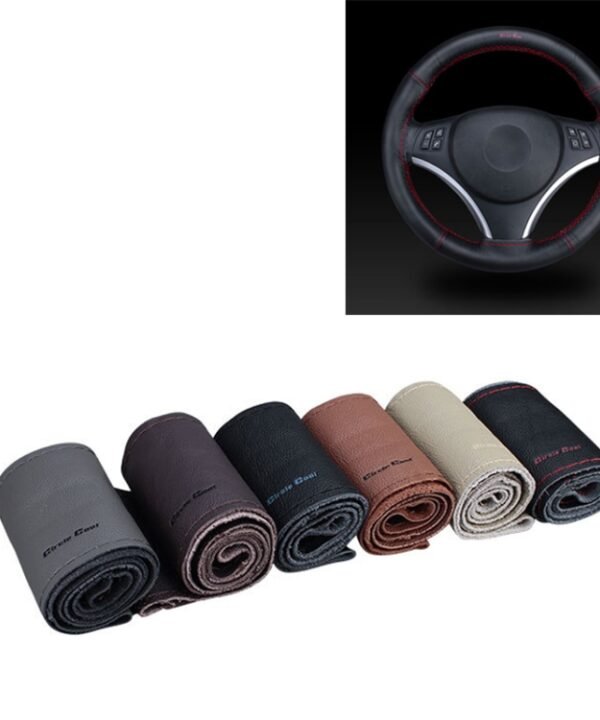 Car Universal Genuine Leather Hand-stitched Steering Wheel Cover