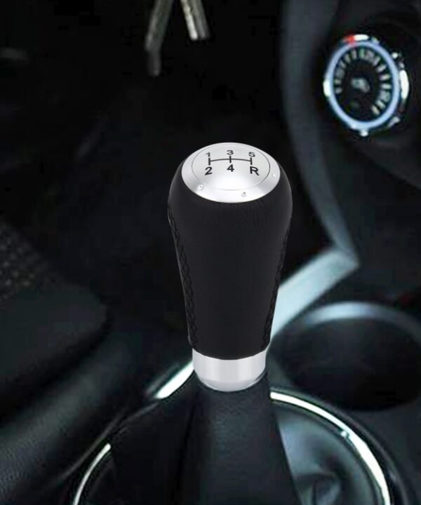Universal Car Modified Shifter Black Leather Lever Manual 5-Speed Gear Shift Knob