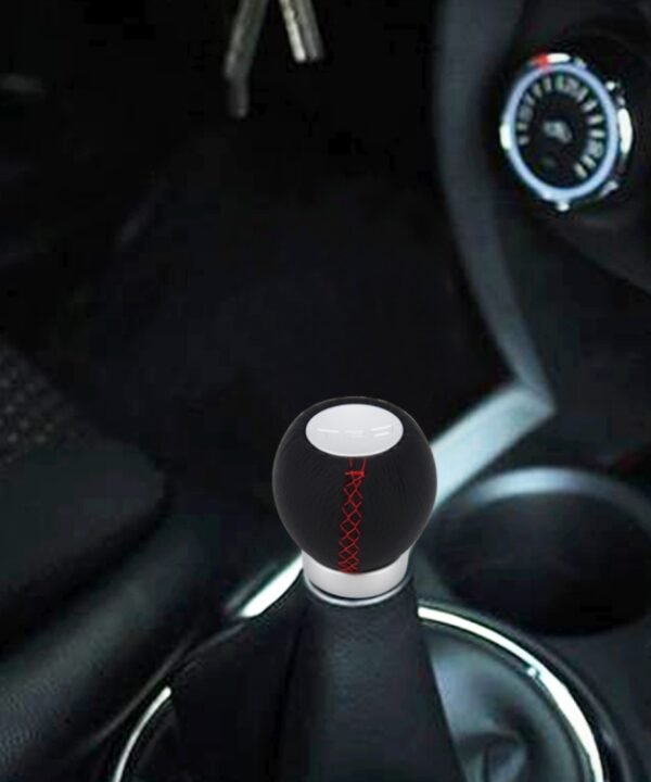 Universal Car Ball Shape Gear Shifter Lever Manual Automatic Black Leather Shift Knob Adapter
