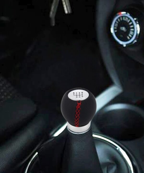 Universal Car Modified Shifter Black Leather Lever Manual 6-Speed Gear Shift Knob