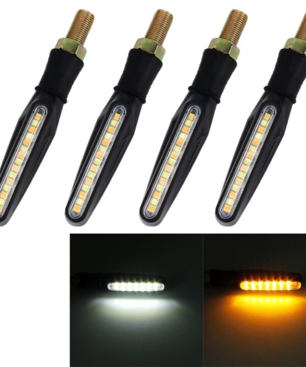 4 PCS DC 12V Motorcycle 15-LED Yellow + White Light Marquee-LED Turn Signal Indicator Blinker Light