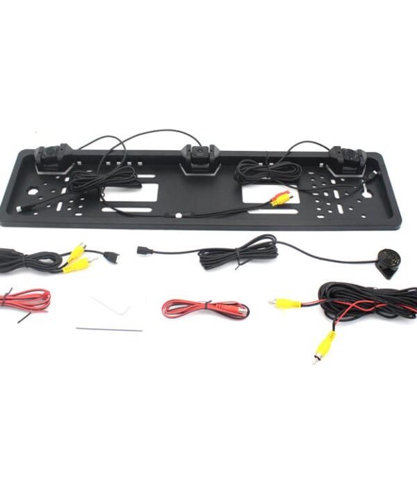 PZ600-L Europe Car License Plate Frame Rear View Camera Visual Rear View Parking System with 2 Reversing Radar Detector