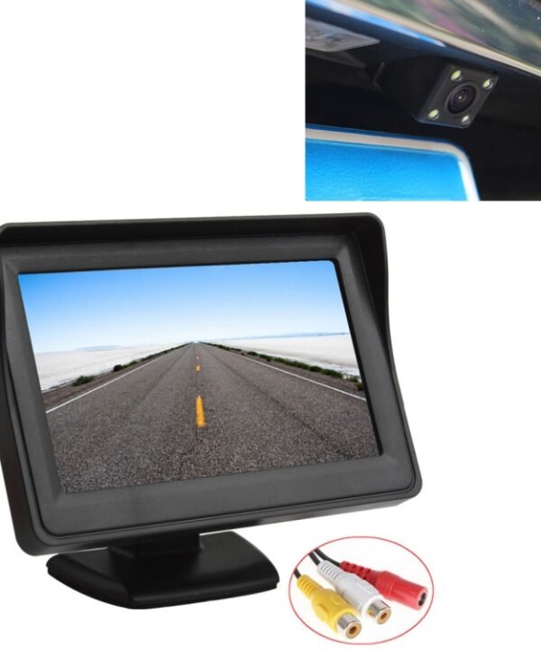PZ601-C TFT LCD 2 Video Input 4.3 Inch Parking Monitor 2 in 1 with 648*488 Pixels Rear View Camera Glass Lens with 6m RCA Video Cable