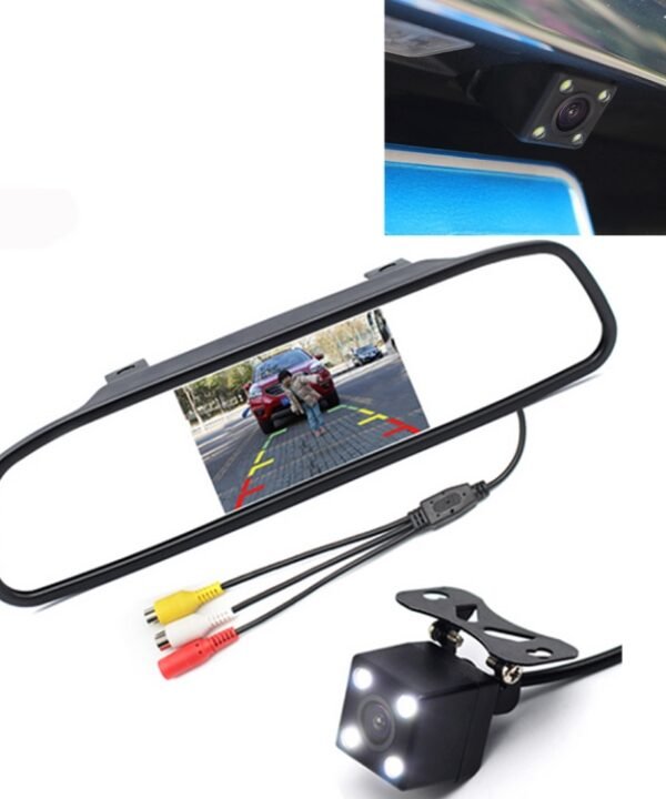 Car Video Monitor HD Auto Parking LED Night Vision CCD Reverse Rear View Camera with 4.3 inch Car Rear View Mirror