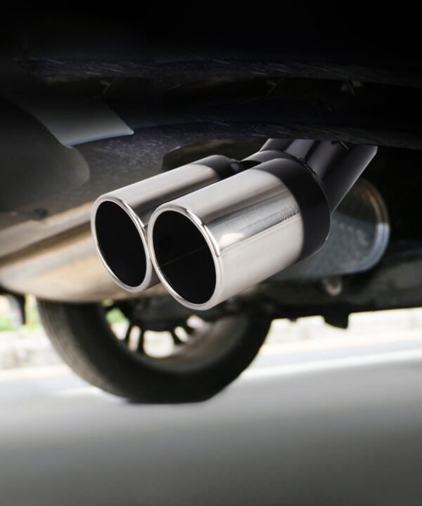 Universal Car Styling Stainless Steel Curved Double Outlets Exhaust Tail Muffler Tip Pipe, Curved Double
