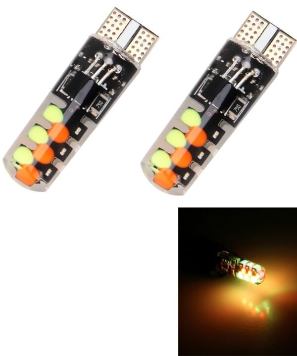 2 PCS W5W 194 T10 Multi Colors COB 12 SMD RGB LED Bulbs with Remote Control Wedge Side Lights License Plate Lamp, DC 12V