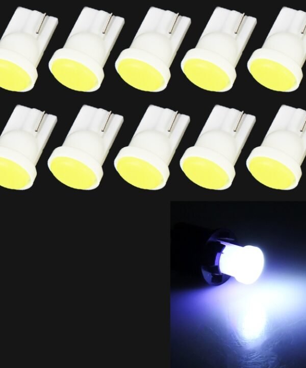 10 PCS T10/W5W/194/501/168 0.4W 20LM 6500K COB Bulbs Car Reading Lamp Clearance Light, DC 12V, Ice Blue Light, White Light