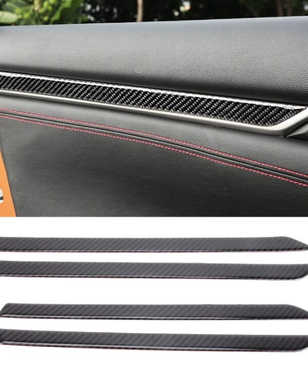 Carbon Fiber 3D Interior Door Trim Decals DIY Decorative Sticker for Honda Civic 10th Gen 2016-2019