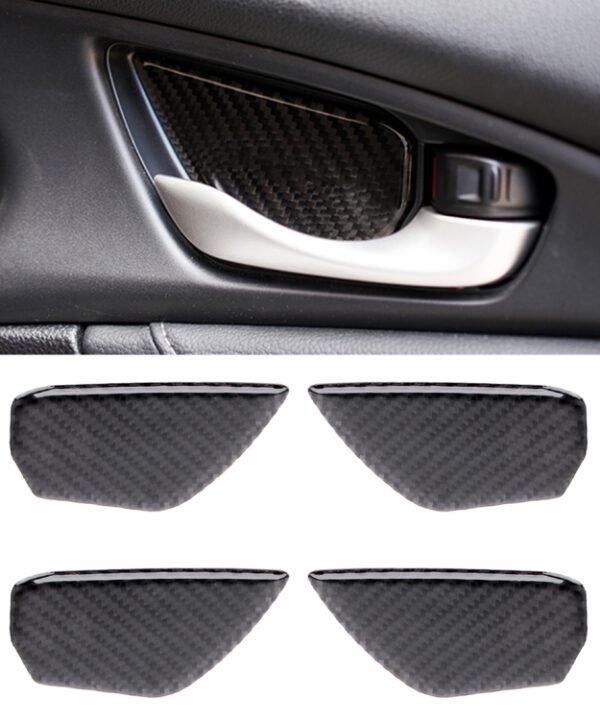 Carbon Fiber Inner Door Handle Bowl Cover Trim Decals Decorative Sticker for Honda Civic 10th Gen