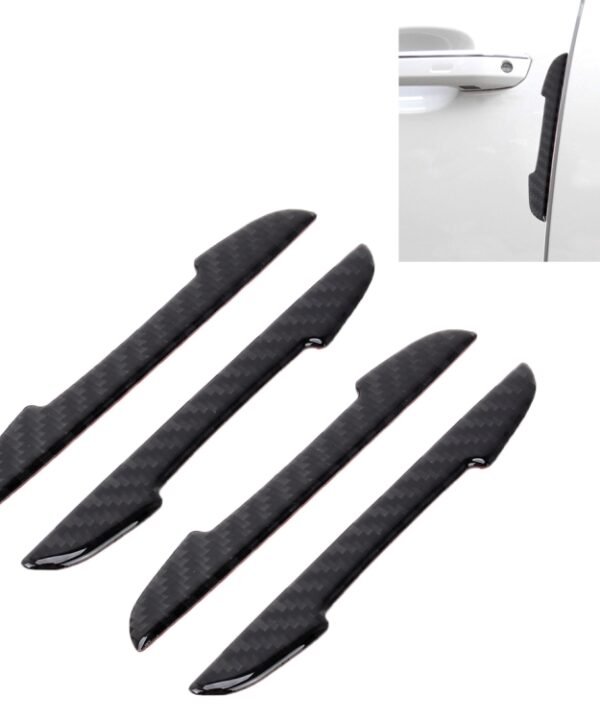 4 in 1 Carbon Fiber Car Auto Side Door Edge Guard Protection Trims Stickers, Black, Yellow, Blue
