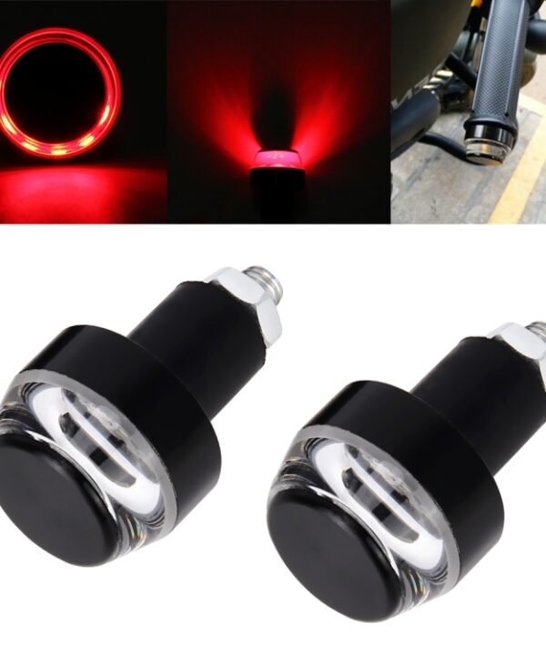 Pair Motorcycle Turn Signal Light Grip Bar Plug Strobe Side Marker End LED Handlebar Lamp, Turn Double Light, Blue Light, Pink Light, Green Light, Red Light