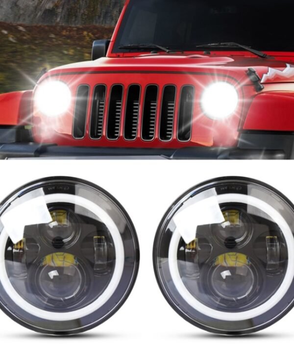 2 PCS 7 inch IP68 Waterproof 6500K 75W LED Headlight Hi/Lo Beam Driving Lamp for Jeep Wrangler JK TJ LJ