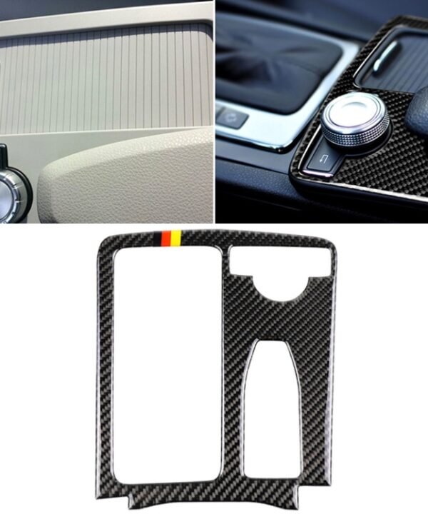Car German Flag Carbon Fiber Right Drive Gear Position Panel Decorative Sticker for Mercedes-Benz W204 2007-2013 / W212 2010-2012