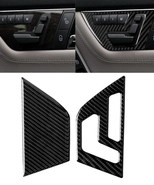2 PCS Car Carbon Fiber Right Drive Seat Adjustment Panel Decorative Sticker for Mercedes-Benz W204 2007-2013
