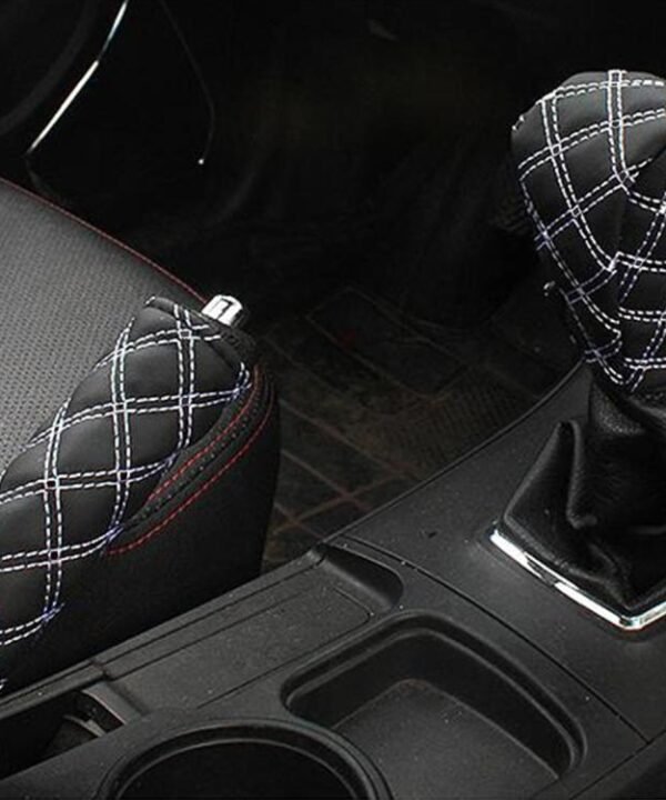 2 PCS Car Hand Brake Cover Shift Knob Gear Stick Cushion Sets Cover Car Accessory Interior Decoration Pad, 2 PCS Red  White, 2 PCS  Red