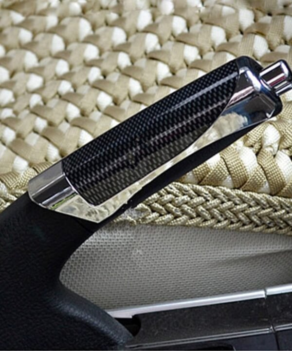 SHUNWEI SD-2002 Car Auto Universal Carbon Fiber Plastic Anti Slip Parking Hand Brake Cover Case Sleeve Black with Sticker Strip