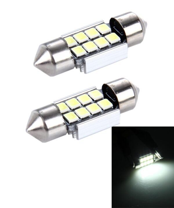 2 PCS 3W 200 LM 6000K 31MM 8 SMD-2835 LEDs Bicuspid Port Decoding Car Dome Lamp LED Reading Light, DC 12V, 31MM