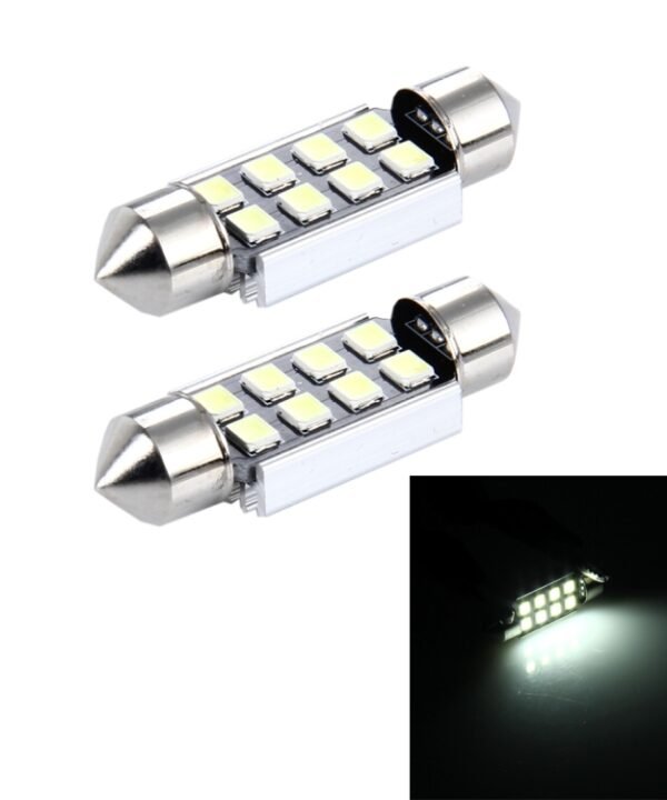 2 PCS 3W 200 LM 6000K 36MM 8 SMD-2835 LEDs Bicuspid Port Decoding Car Dome Lamp LED Reading Light, DC 12V, 36MM