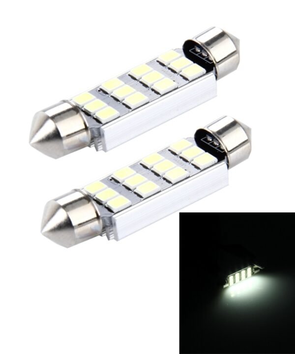 2 PCS 3.5W 250 LM 6000K 41MM 12 SMD-2835 LEDs Bicuspid Port Decoding Car Dome Lamp LED Reading Light, DC 12V, 41MM