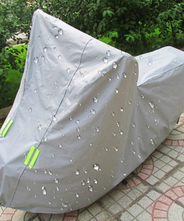 Outdoor Universal Anti-Dust Sunproof Waterproof Motorcycle Aluminum Film Flocking Cover with Warning Strips, Fits Bike up to 2.3m(90 Inches) In Length, XXL Size: 232x100x125cm