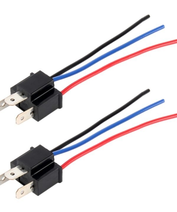 1 Pair H4 Bulb Holder Base Male Socket with Wire