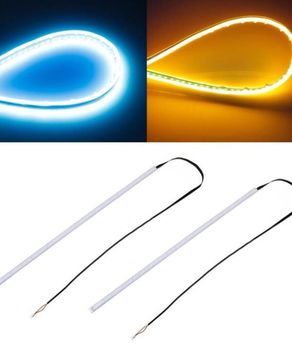 2 PCS 60cm DC12V 7.5W Ultra-thin Waterproof Car Auto Double Colors Turn Lights / Running Lights SMD-2835 LED Bulbs (Turn Lights: Yellow Light; Running Lights: Ice Blue Light), 60cm Turn Lights: Yellow Light; Running Lights: Ice Blue Light...