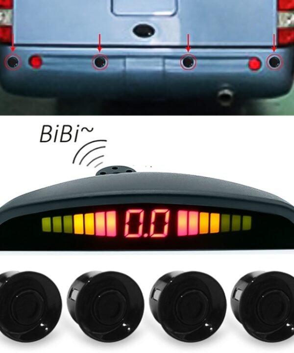 PZ316 Digital LED Crescent Shape Display Rear View Mirror Car Recorder for Truck with 4 Rear Radar