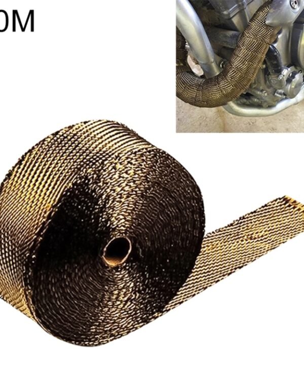 10m Titanium Gold Exhaust Wrap Auto Motor Exhaust Heat Shield Wrap Heat Resistant Wrap