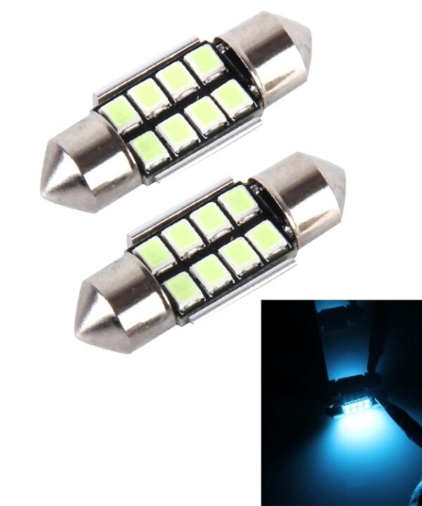 2 PCS DC 12V 2W 31MM 8 SMD-3528 LEDs Bicuspid Port Decoding Car Dome Lamp LED Reading Light, 31MM